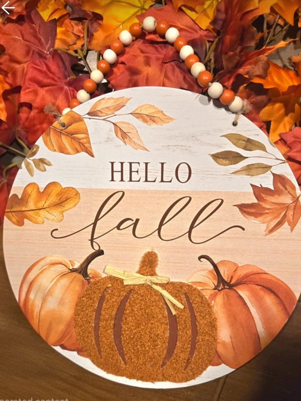 Hello Fall Pumpkin Wall Decor - Orange
